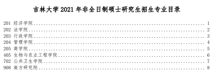 吉林大學(xué)2021年非全日制碩士研究生招生專業(yè)目錄