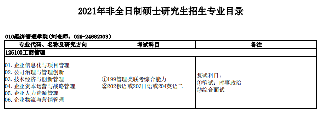 沈陽理工大學2021年碩士研究生招生專業(yè)目錄