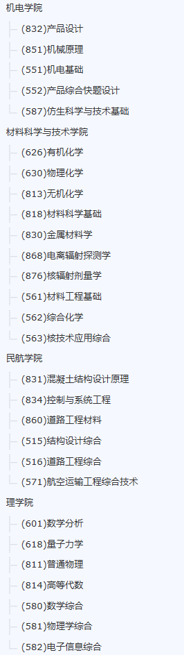 南京航空航天大學2021年碩士研究生考試參考書目